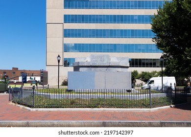 Ashville, North Carolina, USA - August 27, 2022:  Once Was A Base For A Late 19th -century Granite Obelisk Memorializing Zebulon Baird Vance, Former Governor Of NC.