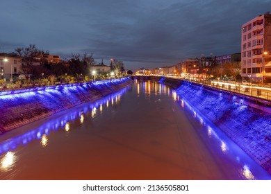 Asi Riverside Night View In Antakya City Of Turkey