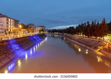 Asi Riverside Night View In Antakya City Of Turkey