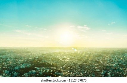 Asia business concept for real estate and corporate construction - panoramic modern city skyline aerial view under sunset sky in Yokohama, Japan - Shutterstock ID 1512459875