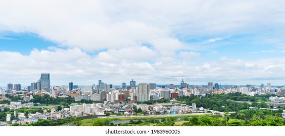 Asia business concept for real estate and corporate construction - panoramic modern city skyline aerial view of Sendai in Miyagi, Japan - Shutterstock ID 1983960005