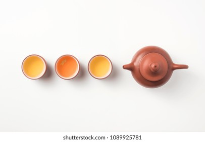 Asia Culture And Design Concept - Fresh Taiwan Oolong Tea And Teapot