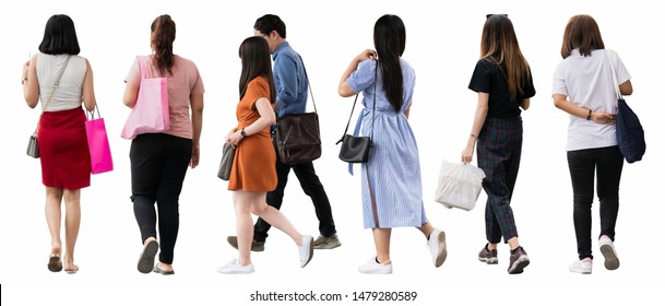Asia people walking isolated. back view of walking people. - Shutterstock ID 1479280589