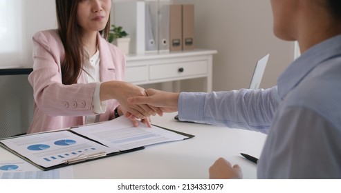 Asia Startup SME Woman People Happy Smile Talking In Wealth Service Plan Advice Deal, Home Loan Will At Lawyer Desk Sale Office. HR Job Consult Sign In Legal Paper. Bank Trust In Trader Tax Agent.