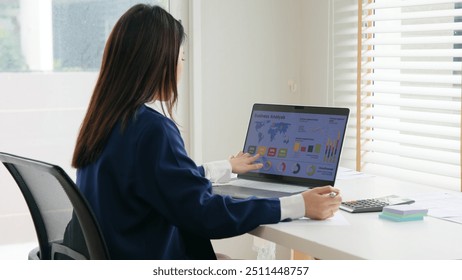 Asia woman expert people AI deep tech talent working on project predict sales insight SEO graph chart plan visual big data science report center BI smart tools screen. Office worker asian analyst job. - Powered by Shutterstock - Get 15% off with code: PIKWIZARD15