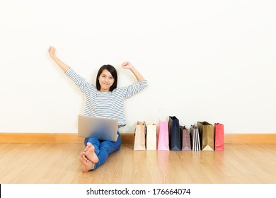 Asia Woman Shopping Online At Home