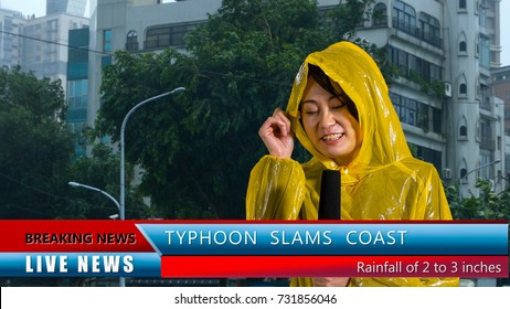 Asian American Weather Reporter Live Report In Storm