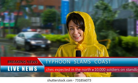 Asian American Weather Reporter Live Report In Storm