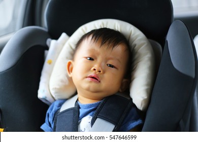 Asian Baby Crying On Car Seat, Crying Boy