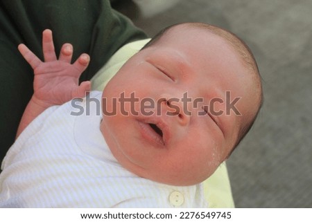 asian baby face sleeping, round shape with smooth white skin