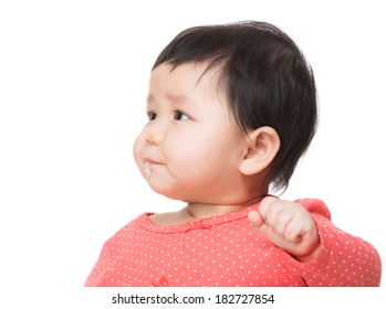 Asian Baby Girl Drooling