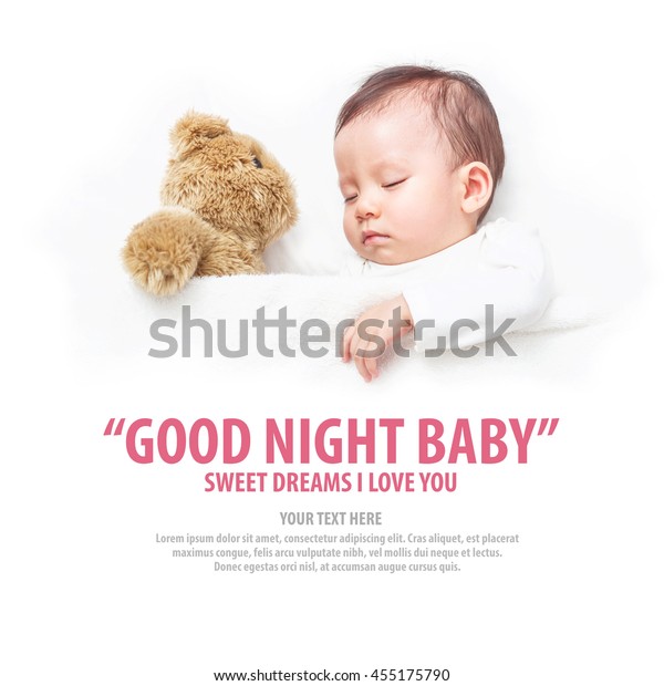 Asian Baby Sleeping Her Teddy Bear Stock Photo Edit Now 455175790