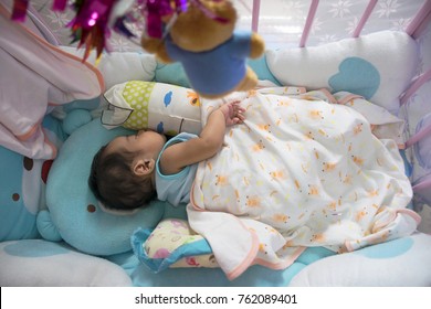 Asian Baby Sleeps Crib Stock Photo 762089401 