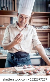 Asian Bakery Chef Looking Sweet Bread, Made It From Clean Food Create,small Business Food Style