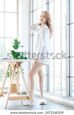 Similar – happy child girl playing at home in cozy weekend morning