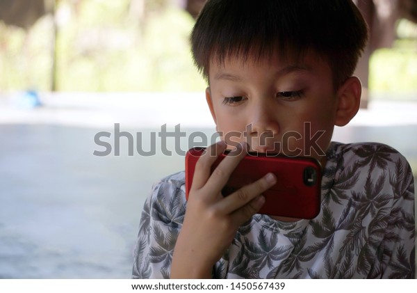 Asian Black Short Hair Boy Watching Stock Photo Edit Now