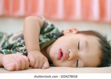 Asian Boy About 1 Year And 11 Months Old Asian Baby Sleeping At Noon