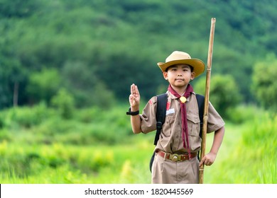 Asian Boy Scout Honor Hand Gesture 