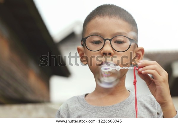 Asian Boy Short Haircut Wearing Eyeglasses Stock Image Download Now