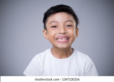 Asian Boy Smiling Wearing White Tshirt Stock Photo 1347130256 ...