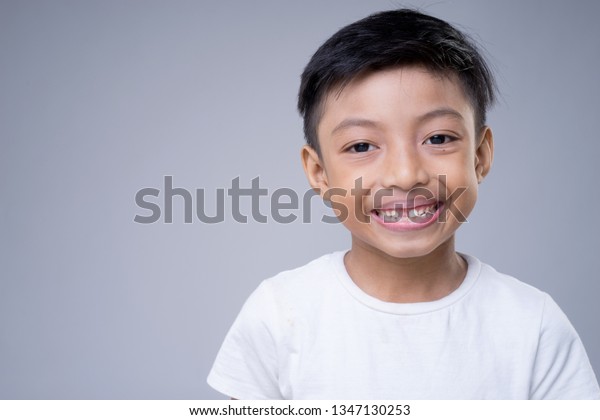 Asian Boy Smiling Wearing White Tshirt Stock Photo (Edit Now) 1347130253