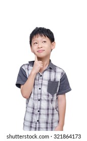 Asian Boy Thinking Over White Background