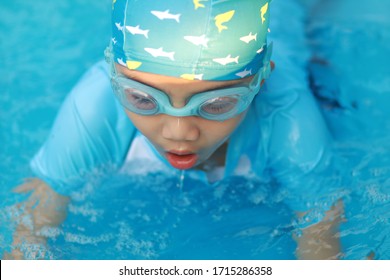 Asian Boy Wear Blue Swimsuit Swimming Stock Photo 1715286358 | Shutterstock