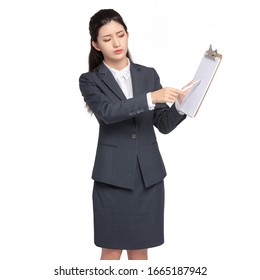 Asian business lady on white background

 - Shutterstock ID 1665187942