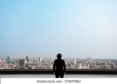 Asian Business Man Who Is Looking At The City, Ready For Presentation Retouching