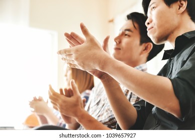 Asian Business People Clapping Hands At Conference. Meeting, Seminar Concepts.