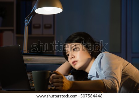 Asian Business Woman Sitting Desk Sleepy Royalty Free Stock Image