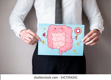 Asian Businessman With Healthy  Intestine And Feel Comfortable