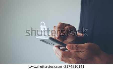 Asian businessman using the smart mobile phone to access on smartphone for validate password for biometric two steps authentication to unlock security, Business Technology security Concept