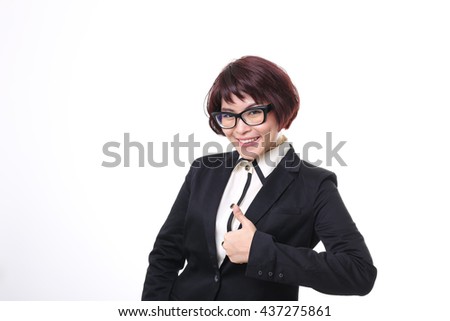 Similar – Image, Stock Photo girl office worker in bright business suit