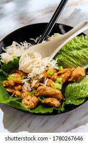 Asian Cashew Chicken Lettuce Wrap With Rice