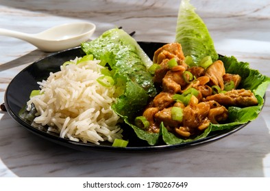 Asian Cashew Chicken Lettuce Wrap With Rice