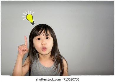 Asian Child With An Idea And Eureka Moment