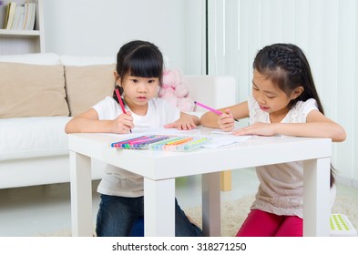 Asian Children Drawing