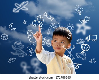 Asian Children Press The Flying Imagine Symbol 