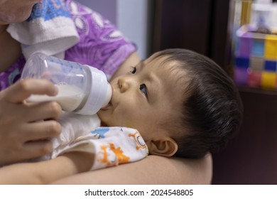 Asian Chinese Baby Boy Drinking Milk