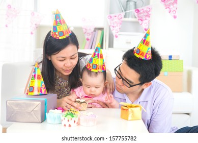 Asian Chinese Parent Celebrating Baby Full Moon Party