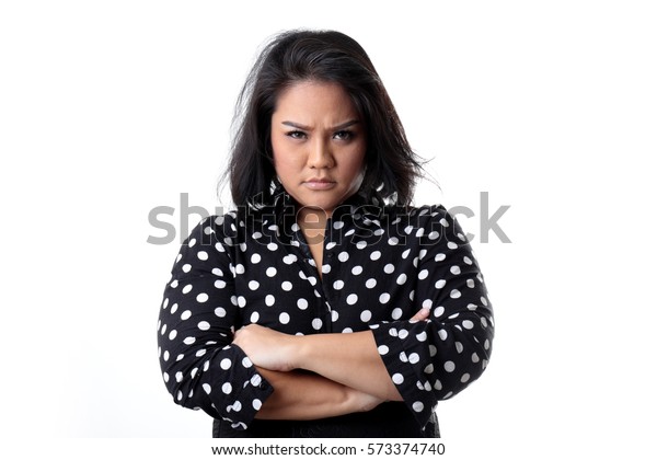 Asian Chubby Woman On White Background Stock Photo Edit Now