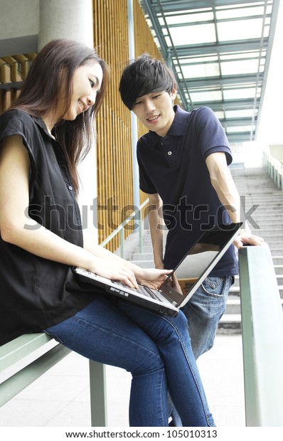 Asian College Couple Student