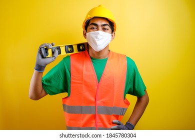 Asian Worker Man Mask Safety Vest Stock Photo 1845780304 | Shutterstock