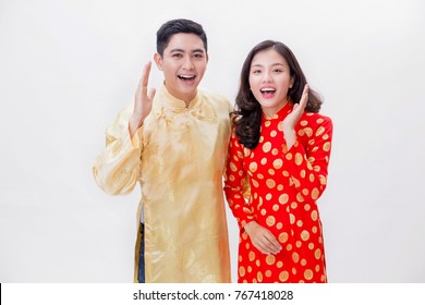 A Asian Couple Enjoys Tet Holiday 