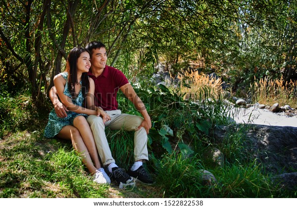 Young outdoor couple asian