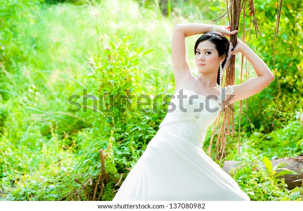 Asian Couple Pre Wedding Sceen Outdoor Stock Photo Edit Now 137080982