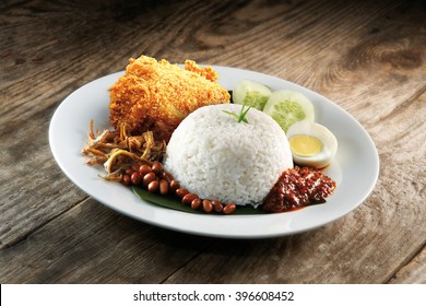 Asian Cuisine Nasi Lemak With Fried Chicken