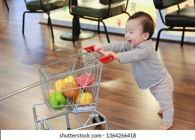 Asian Cute Baby Pushing Shopping Trolley Toy