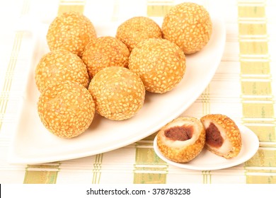 Asian Dessert, Sesame Balls On White